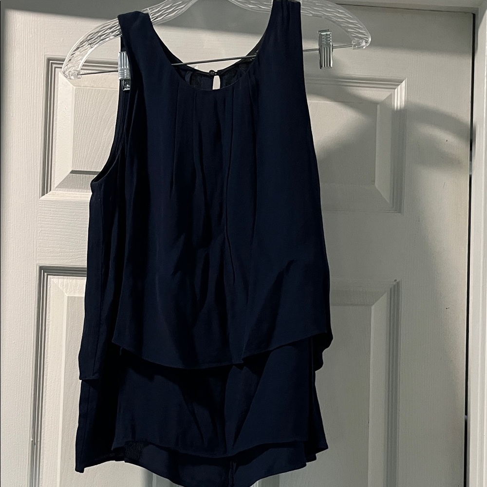 J. Crew Elegant Navy Layered Blouse